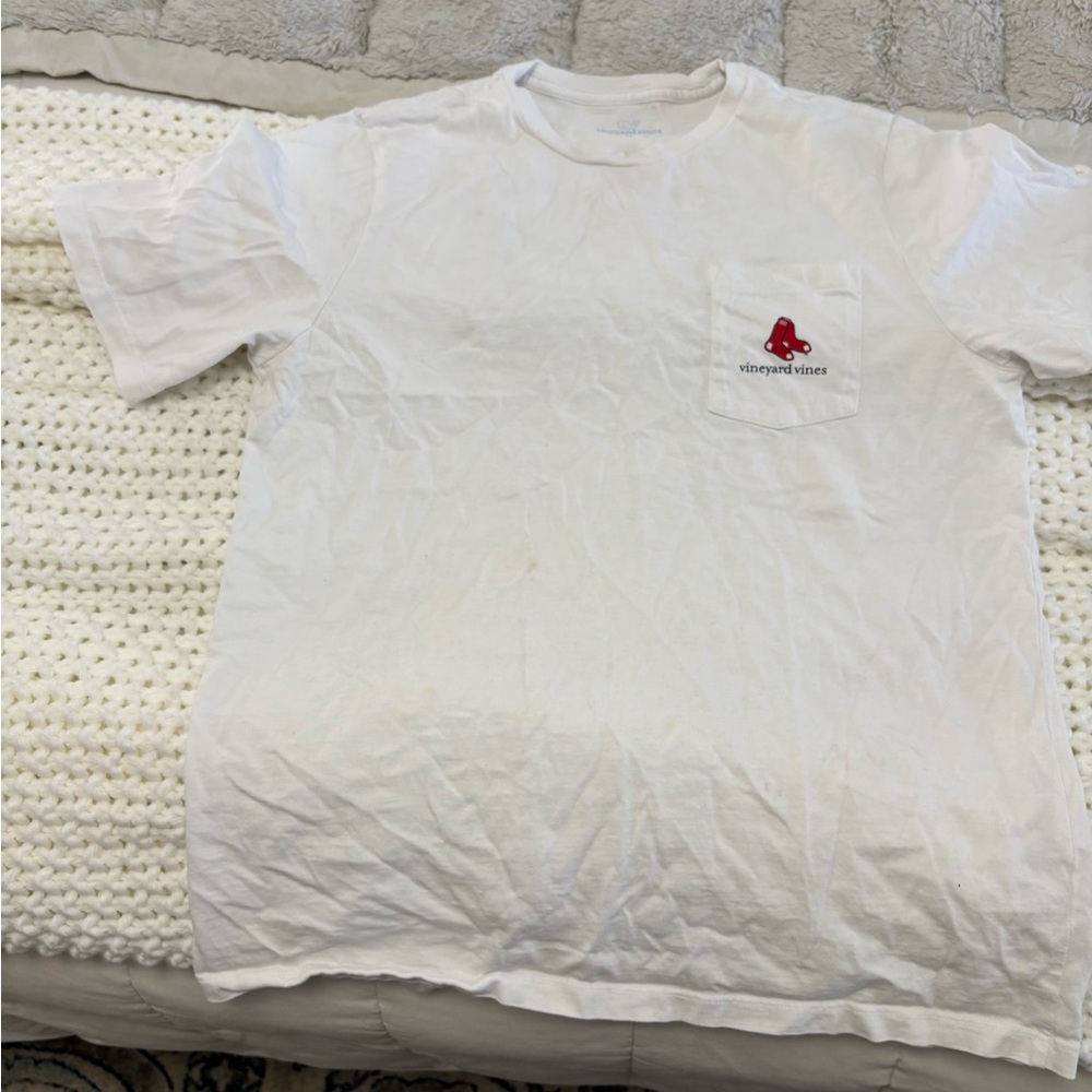 Vineyard Vines White Tee Red Sox Whale